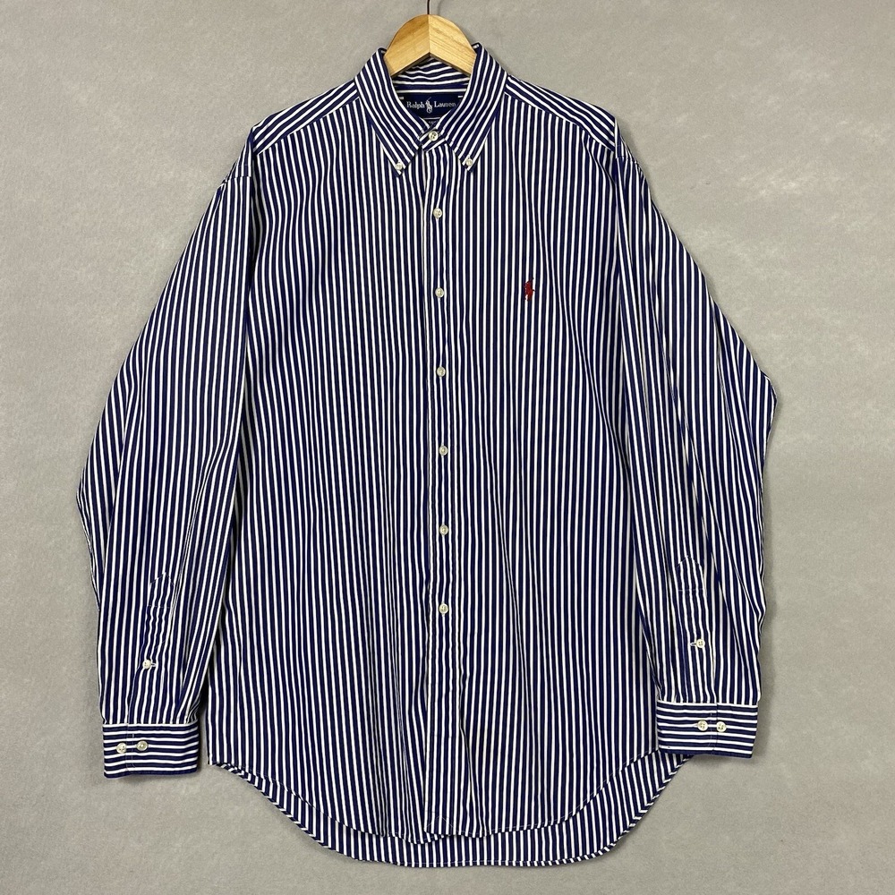 Vintage Ralph Lauren Men’s Dress Shirt 16/L 80's Classic Fit Pinstripe Button Up